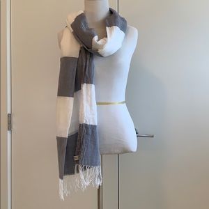 ABERCROMBIE & FITCH LIGHT BLUE WHITE STRIPED SCARF